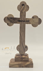 Olive Wood Crucifix Cross with Stand - Handmade in Bethlehem