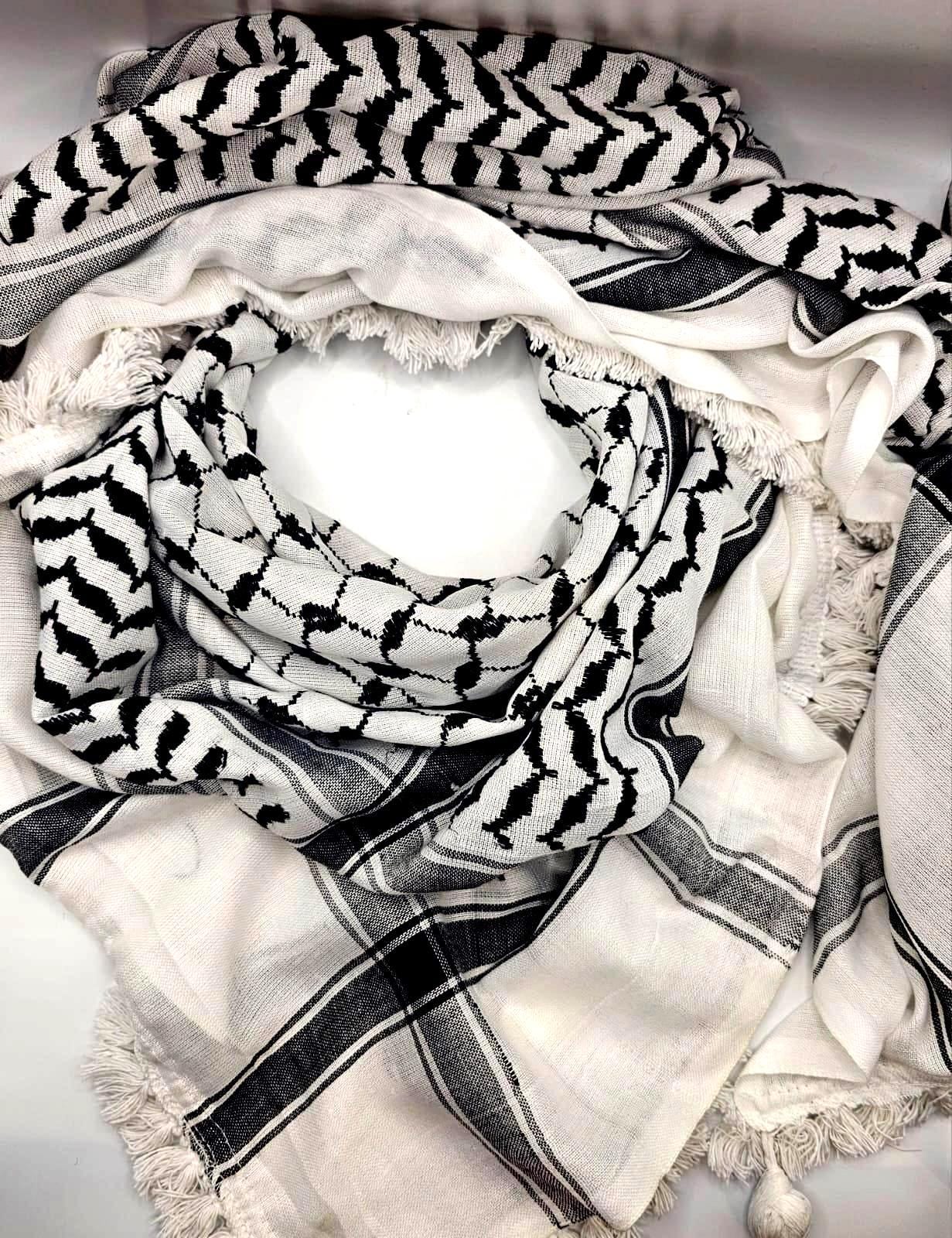 Authentic Palestinian Keffiyeh – Handmade Hirbawi Cotton Scarf from Hebron