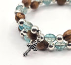 Handmade Olive Wood Bracelet with Cross Charm | Bethlehem