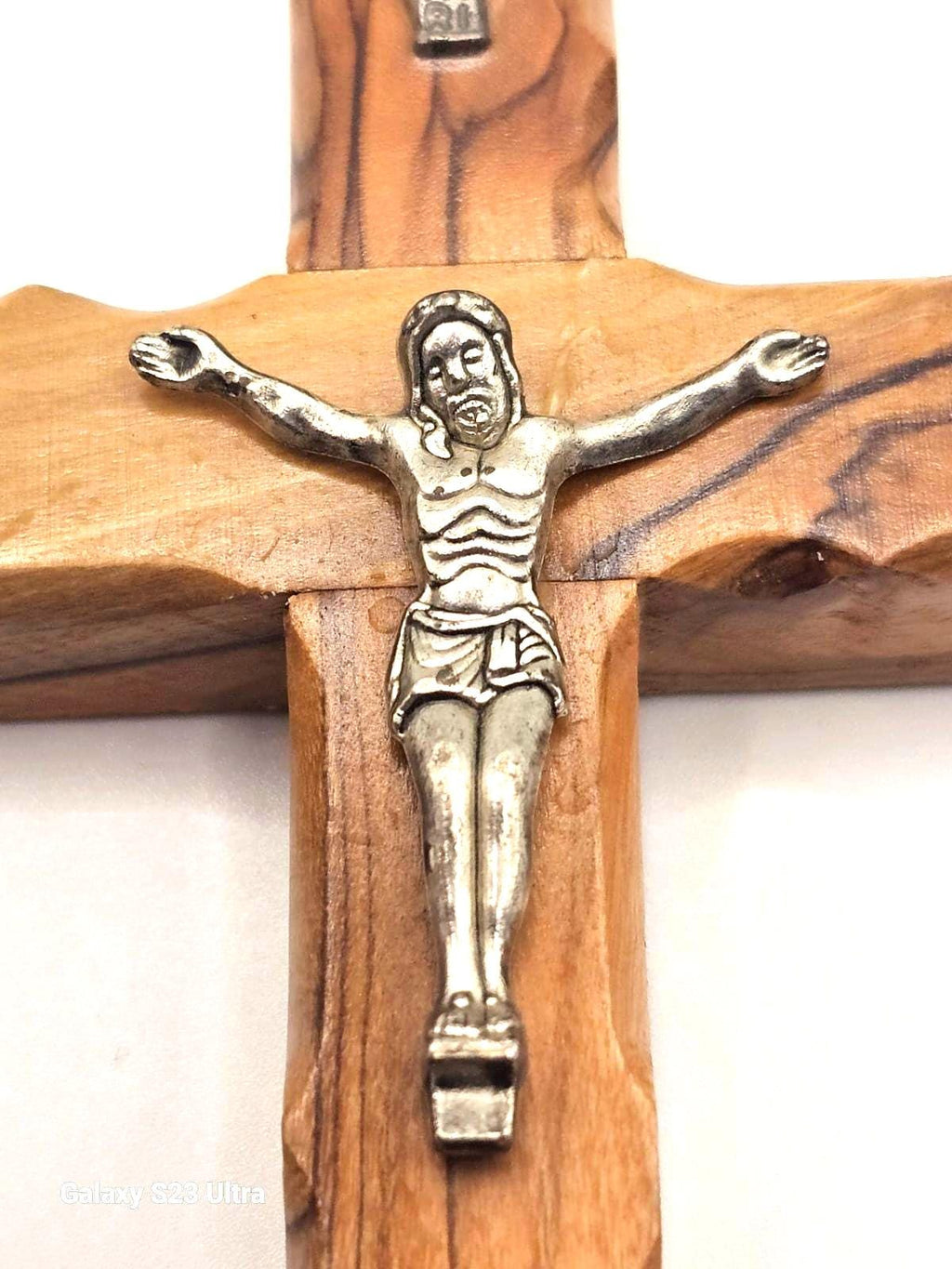 Handmade Olive Wood Cross with Jesus Crucifix & Jerusalem Soil – Bethlehem Wall Cross (12cm)