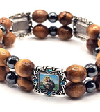 Handmade Olive Wood Bracelet with 5 Holy Icons – Bethlehem Prayer Beads