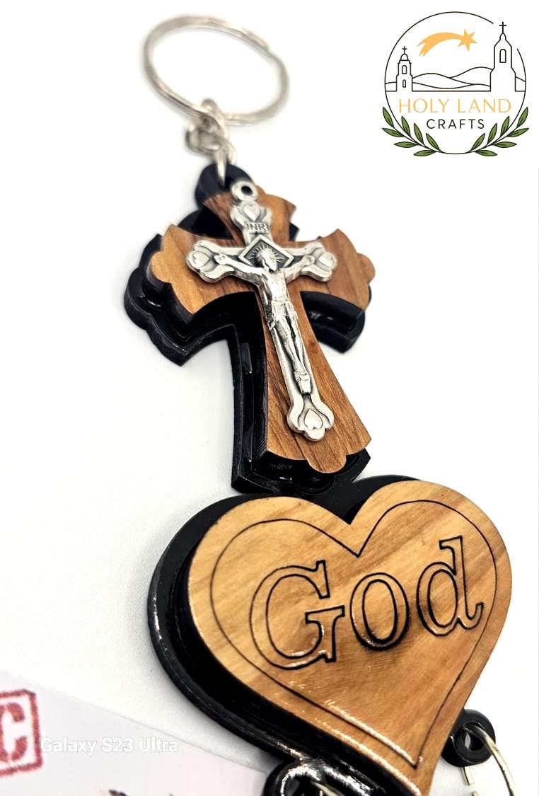 Olive Wood ‘God Bless Our Home’ Wall Hanging – Christian Home Decor (23cm)