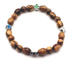 Olive Wood Prayer Bracelet with Metal Cross – Handmade in Bethlehem