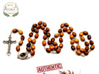 Olive Wood Rosary with Holy Soil: Handcrafted Christian Prayer Beads