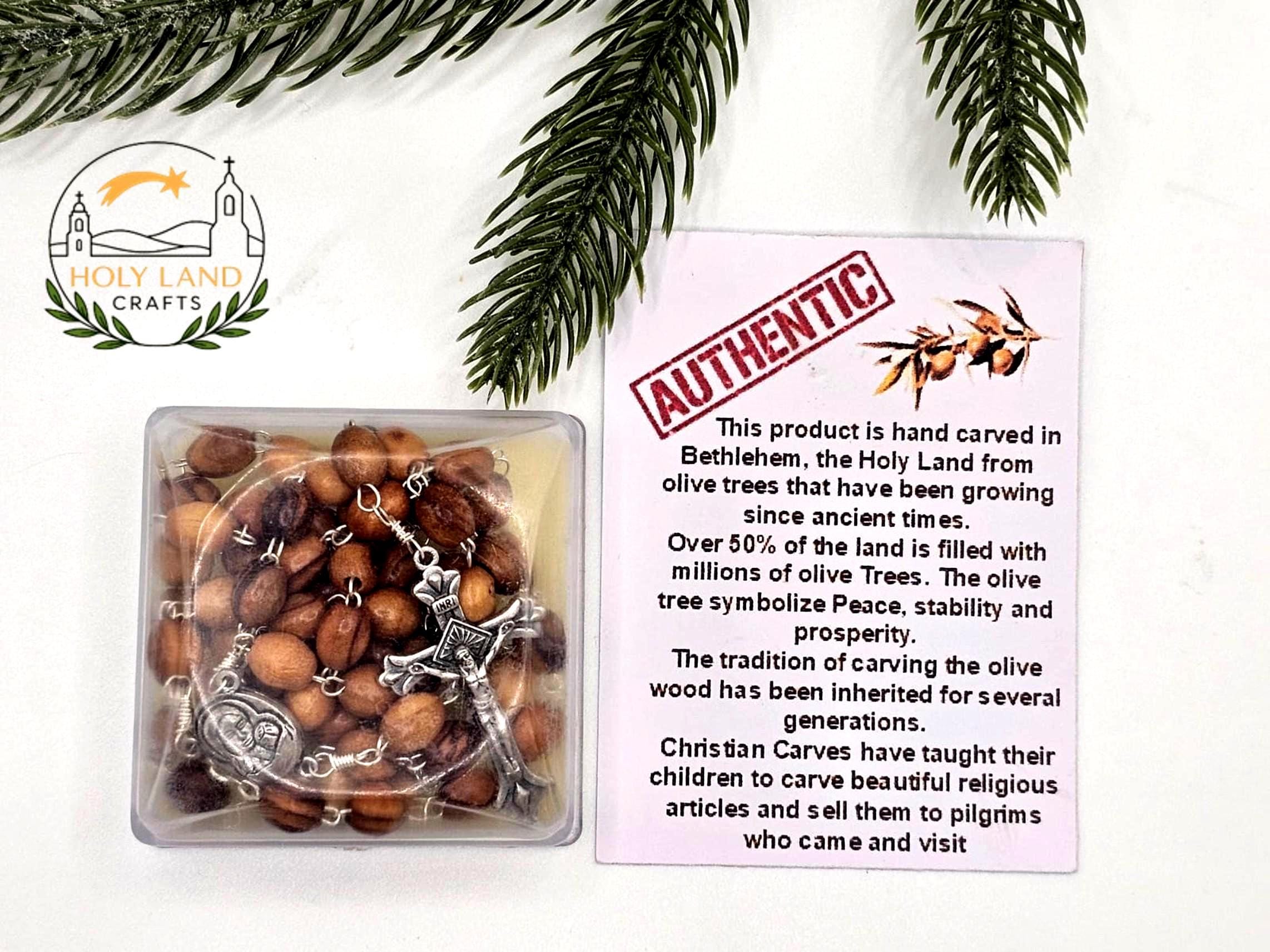Olive Wood Rosary with Holy Soil: Handcrafted Christian Prayer Beads