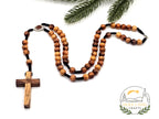Handmade Olive Wood Rosary with Holy Soil – Jerusalem Cross from Bethlehem