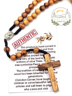Handmade Olive Wood Rosary with Holy Soil – Jerusalem Cross from Bethlehem