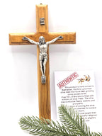 Handmade Olive Wood Crucifix with Metal Corpus – Bethlehem Wall Cross 20cm