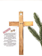 Handmade Olive Wood Crucifix with Metal Corpus – Bethlehem Wall Cross 20cm