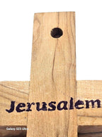 Handmade Olive Wood Cross with Jesus Crucifix & Jerusalem Soil – Bethlehem Wall Cross (12cm)