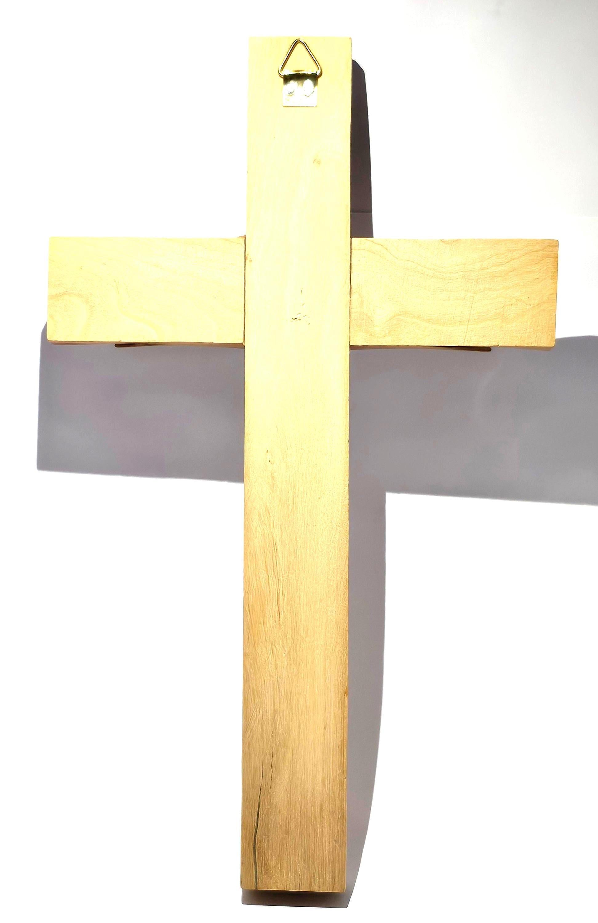 Handmade Olive Wood Wall Cross with Silver Corpus – Bethlehem Crucifix (25cm)