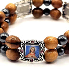 Handmade Olive Wood Bracelet with 5 Holy Icons – Bethlehem Prayer Beads