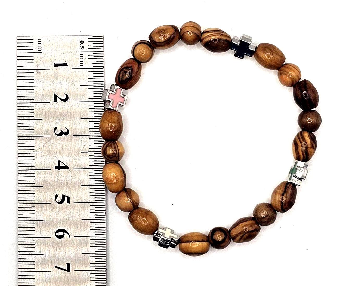 Olive Wood Prayer Bracelet with Metal Cross – Handmade in Bethlehem