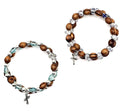 Handmade Olive Wood Bracelet with Cross Charm | Bethlehem