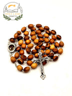 Olive Wood Rosary with Holy Soil: Handcrafted Christian Prayer Beads