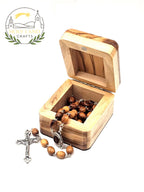 Olive Wood Rosary with Holy Soil: Handcrafted Christian Prayer Beads