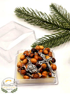 Olive Wood Rosary with Holy Soil: Handcrafted Christian Prayer Beads