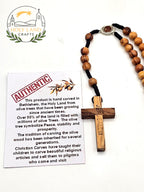 Handmade Olive Wood Rosary with Holy Soil – Jerusalem Cross from Bethlehem